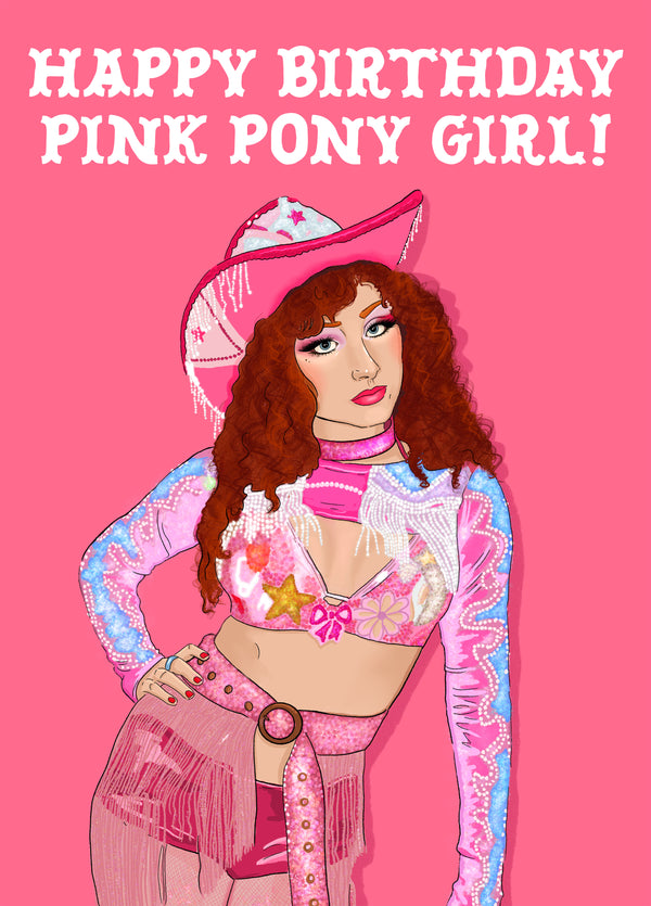 Pink Pony Girl Card
