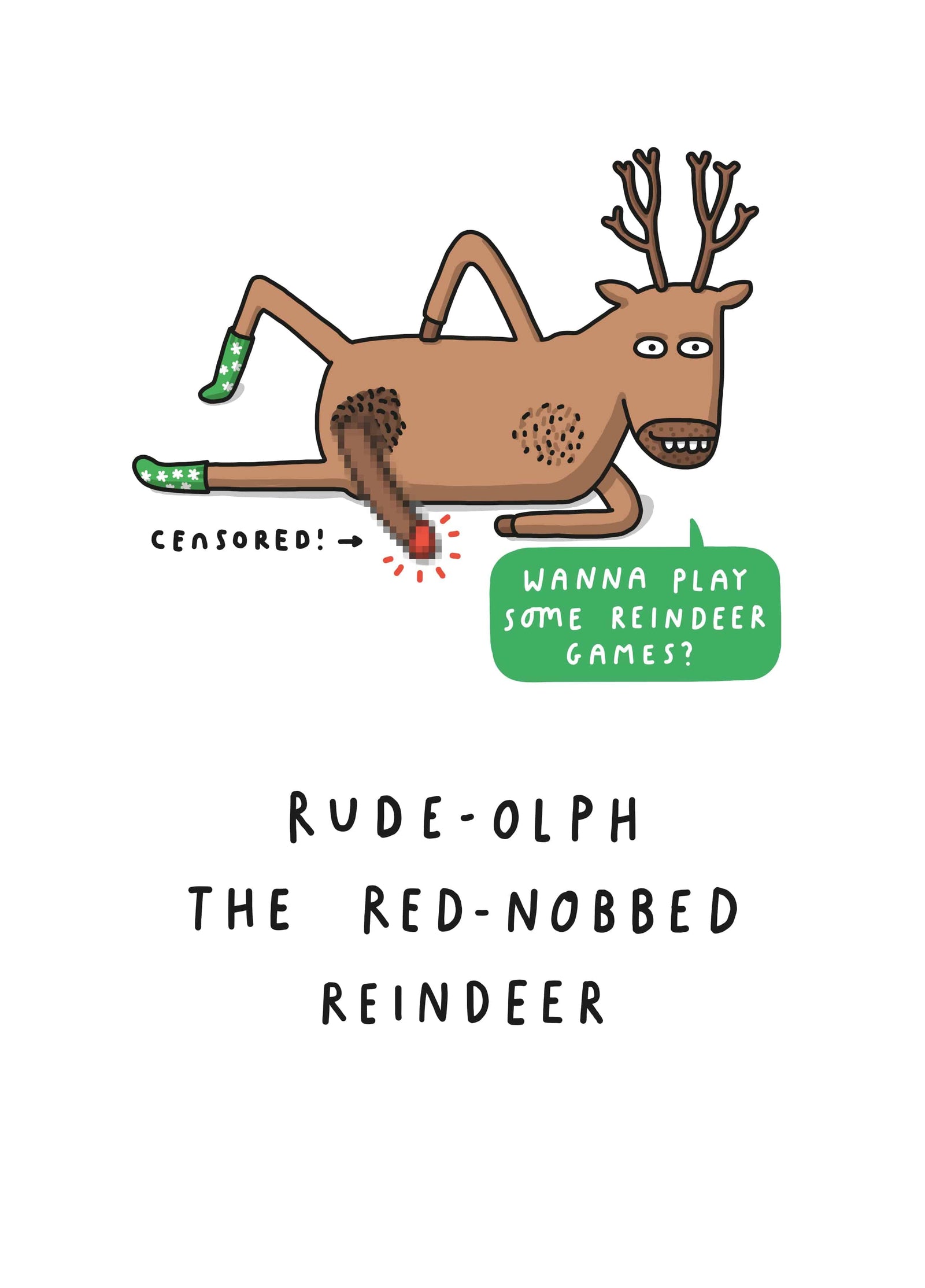Rude-Olph Red-Nobbed Reindeer Card
