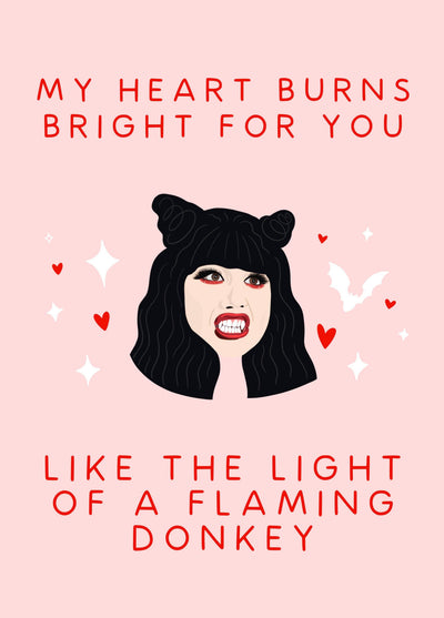 Burning Donkey Love Card