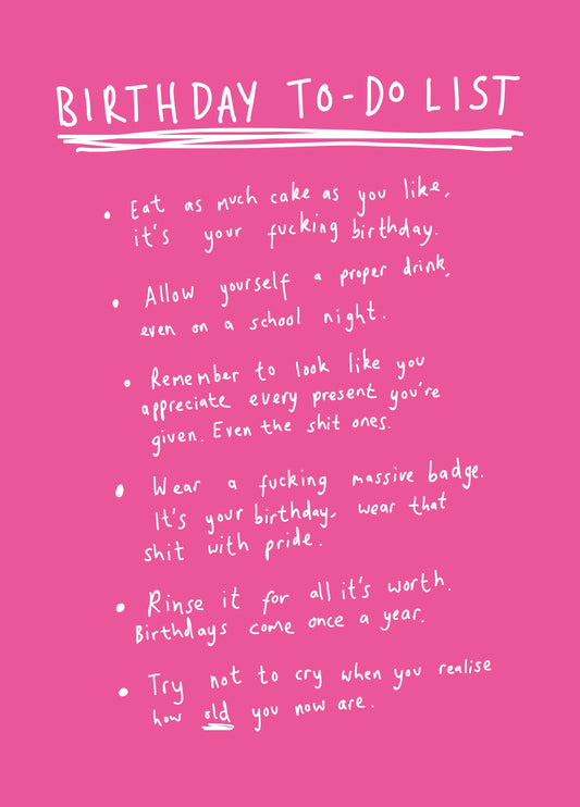 Birthday To Do List Card