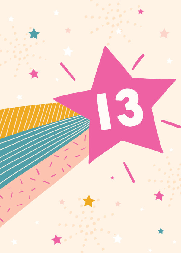 Shooting Star 13th Birthday Card