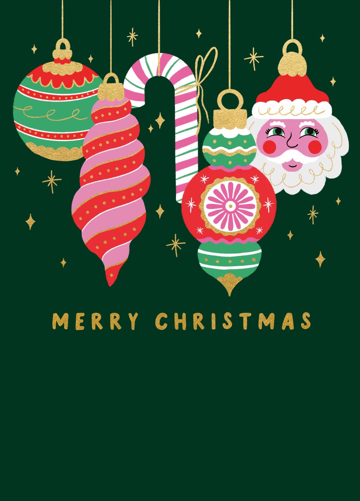 Kitsch Baubles Christmas Card