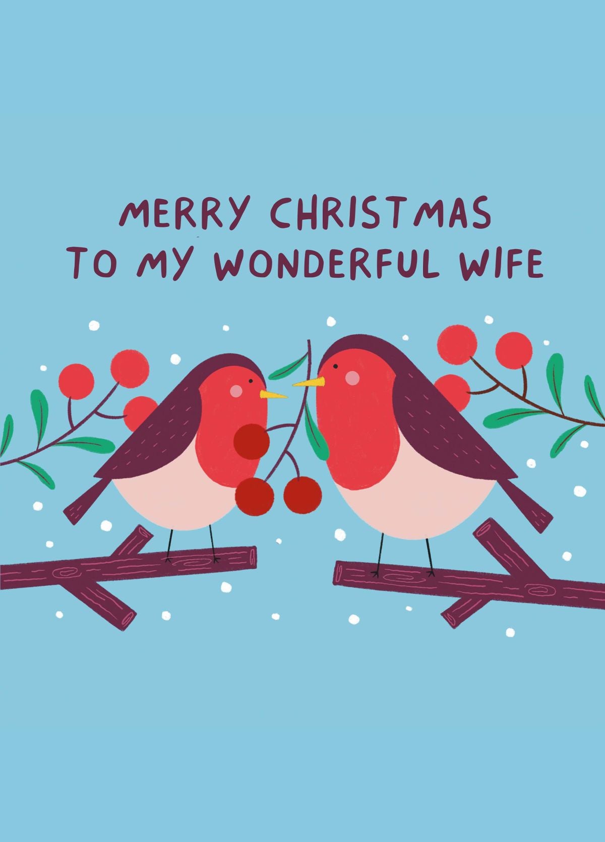 Lovely Wife Robin Christmas Card