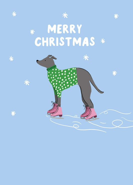 Merry Christmas Skating Dog