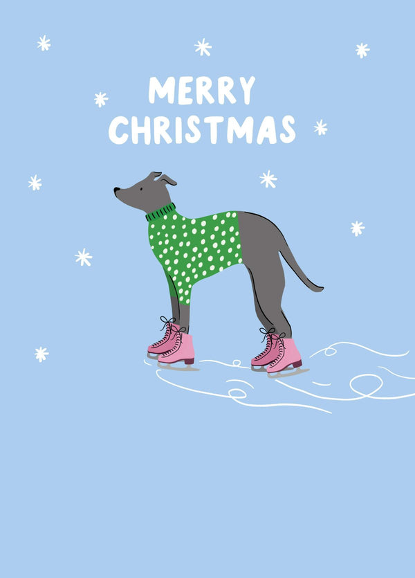 Merry Christmas Skating Dog