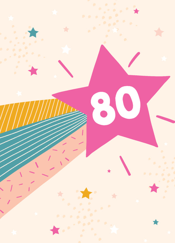 Shooting Star 80th Birthday Card