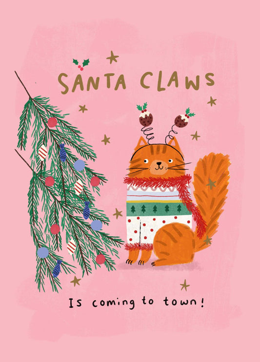 Santa Claws Is Coming To Town Card