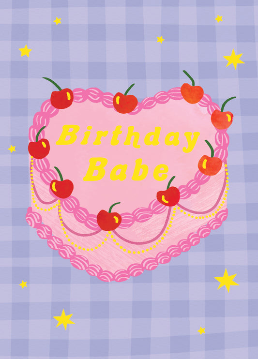 Birthday Babe Heart-Shaped Cake Card