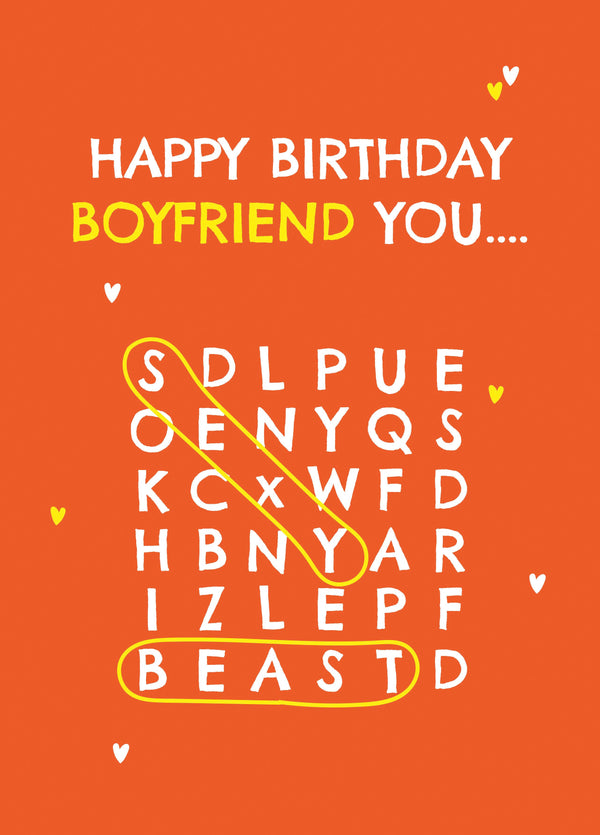 Boyfriend Wordsearch Birthday Card