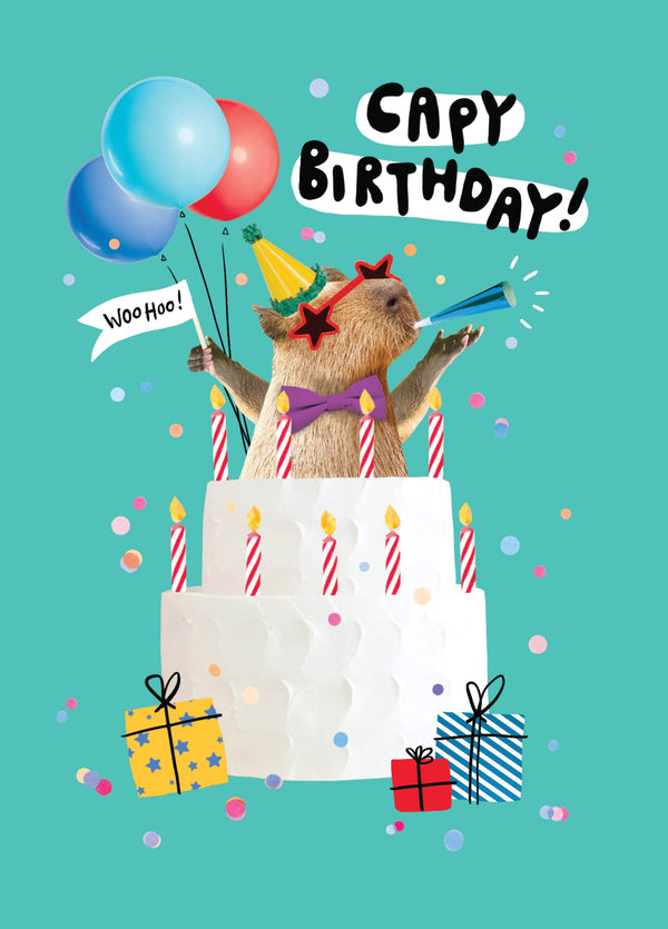 Capybara Cake Birthday Card