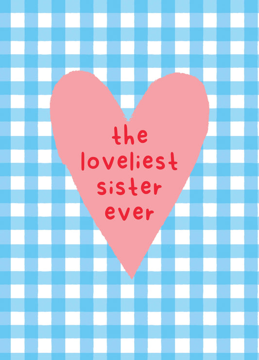 Loveliest Sister Gingham Heart Card