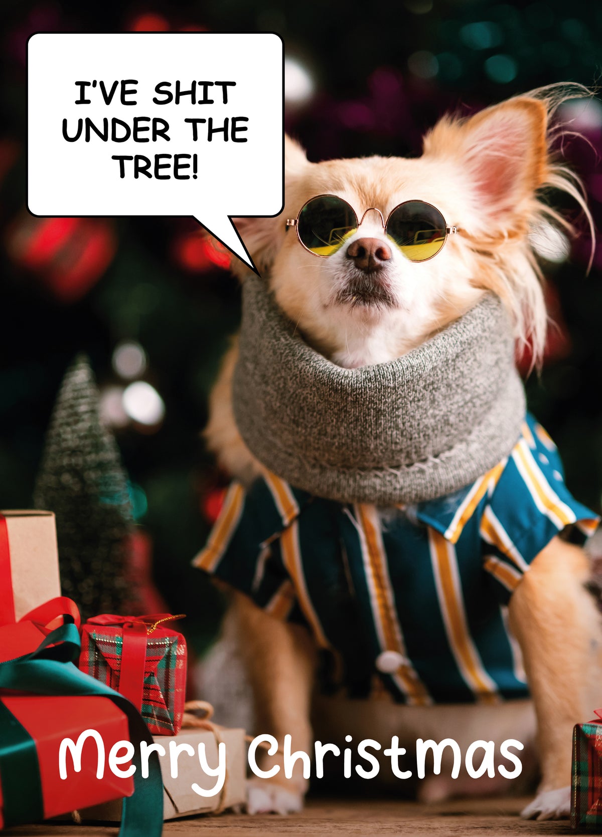 Dog Shit Under The Tree Christmas Card