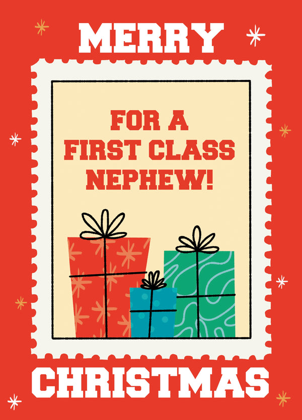 First Class Nephew Christmas Card