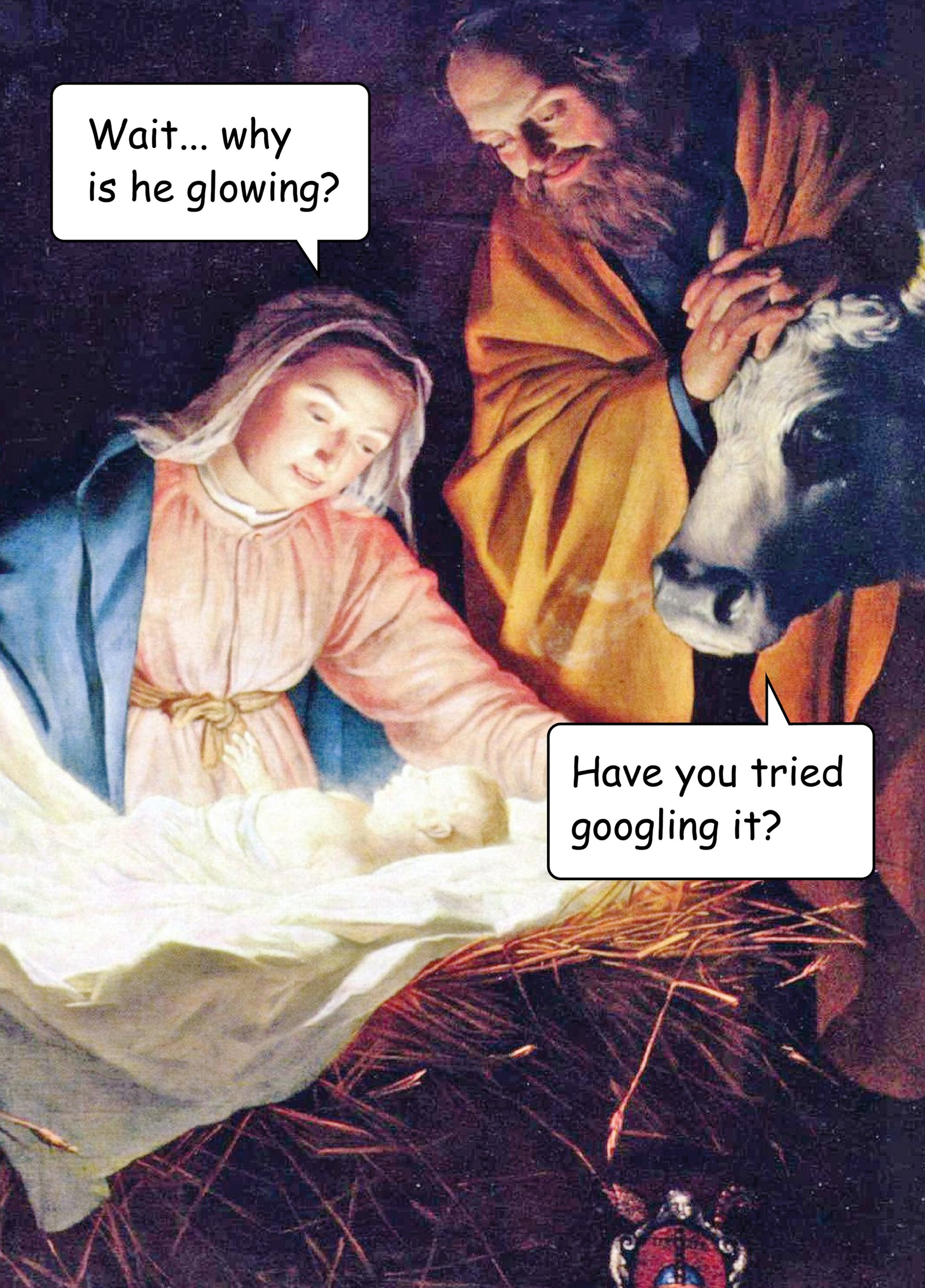 Glowing Nativity Scene Christmas Card