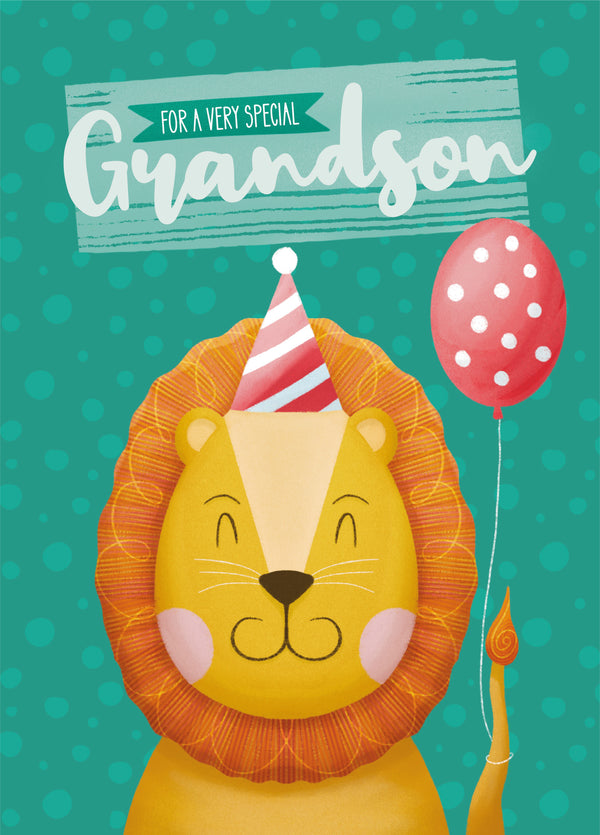 Special Grandson Lion Birthday Card