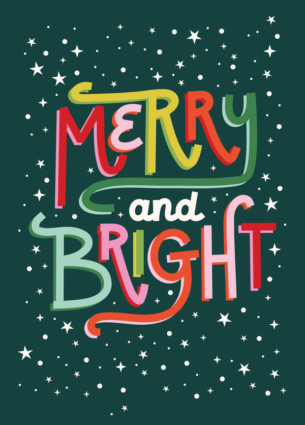 Merry And Bright Type Christmas Card
