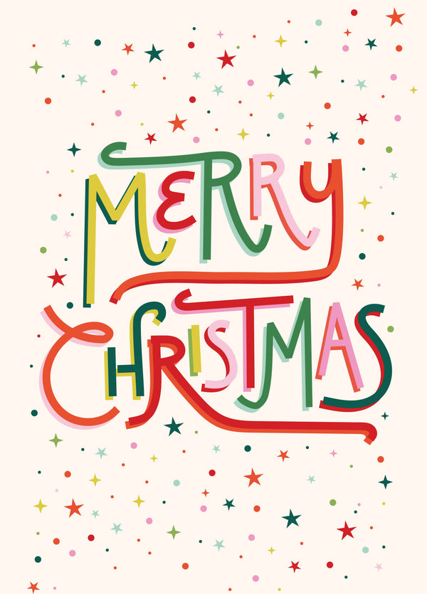Merry Christmas Starry Type Card