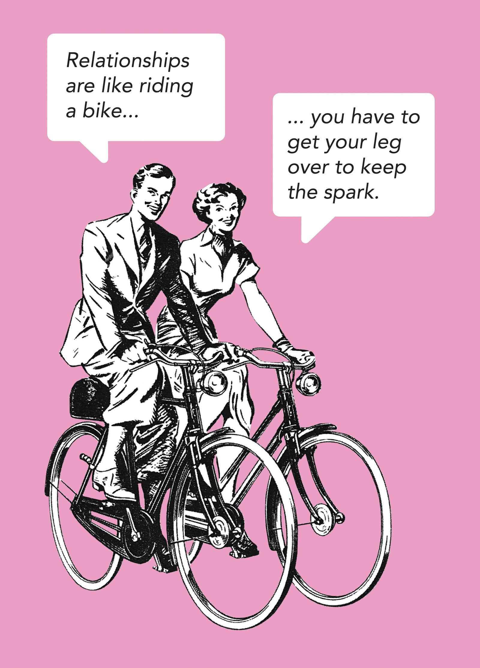 Riding A Bike Retro Valentine's Card