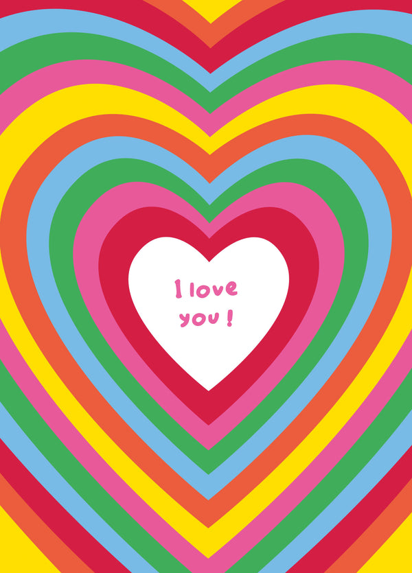 I Love You Rainbow Heart Valentine's Card