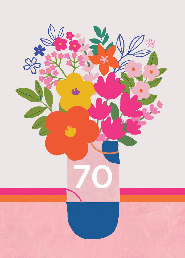 Floral Vase 70th Birthday Card