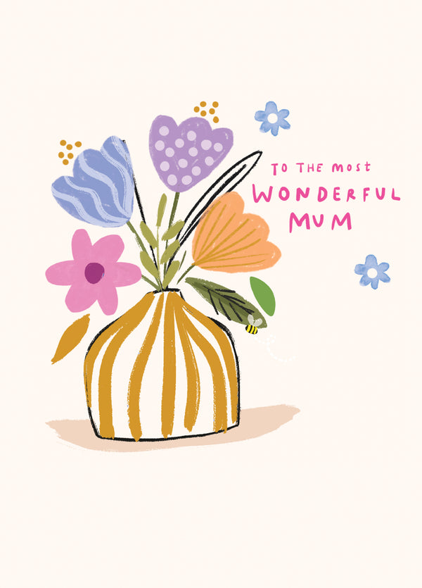 Wonderful Mum Flower Vase Card
