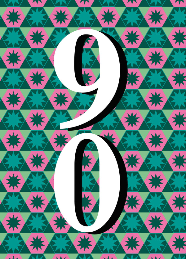 Geometric Stars 90th Birthday Card