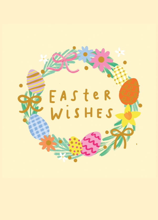 Easter Wishes Floral Wreath Card