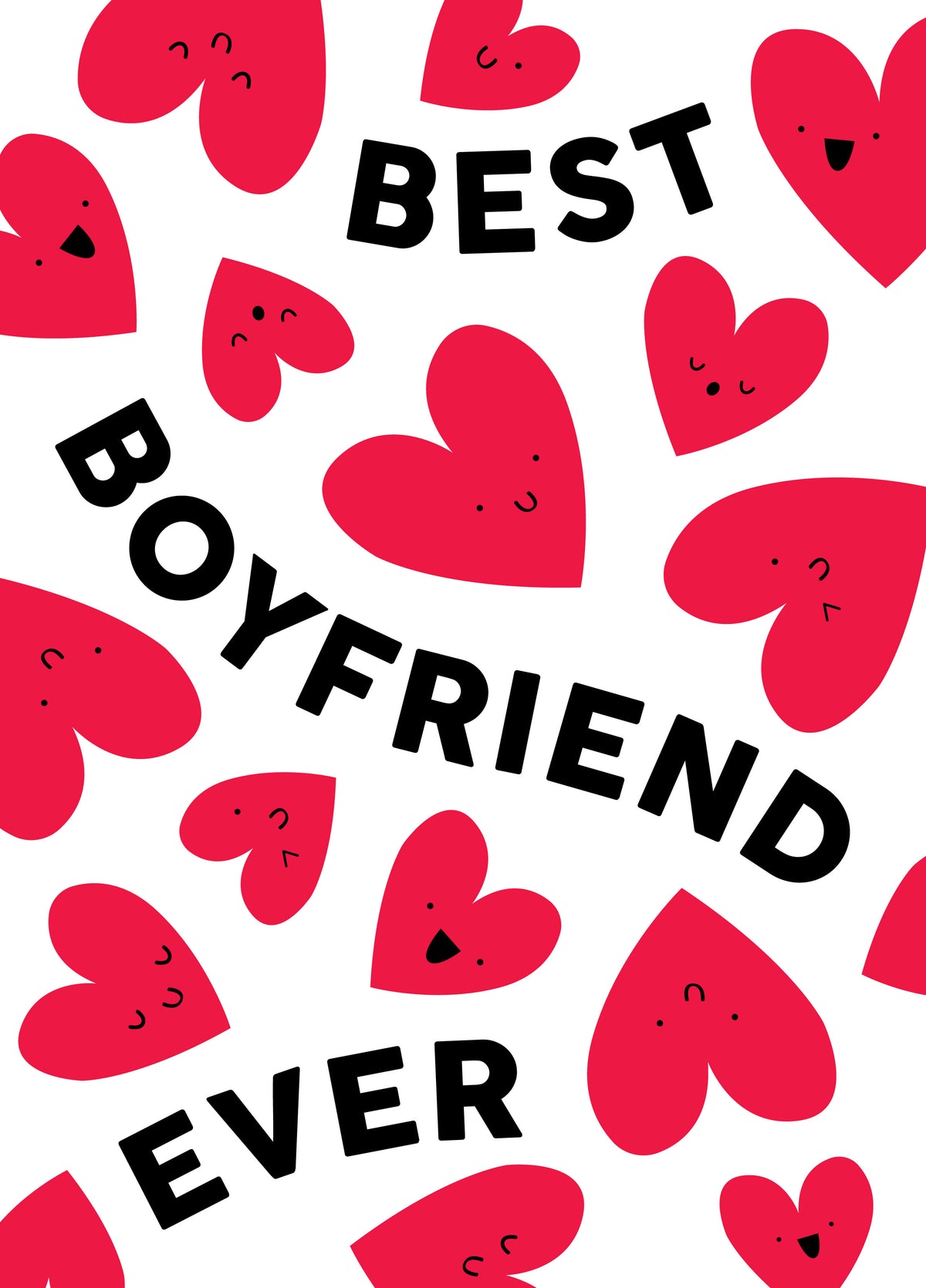 Best Boyfriend Smiley Hearts Card
