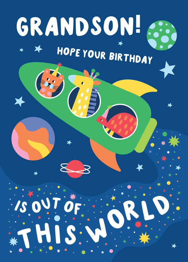 Grandson Out Of This World Birthday Card