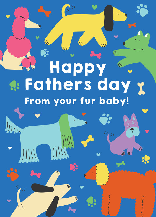 Colourful Dogs Fur Baby Father's Day Card