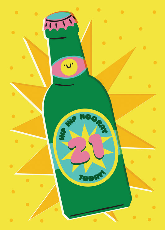 21 Today Beer Bottle Birthday Card