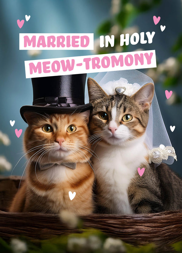 In Holy Meow-trimony Cats Wedding Card