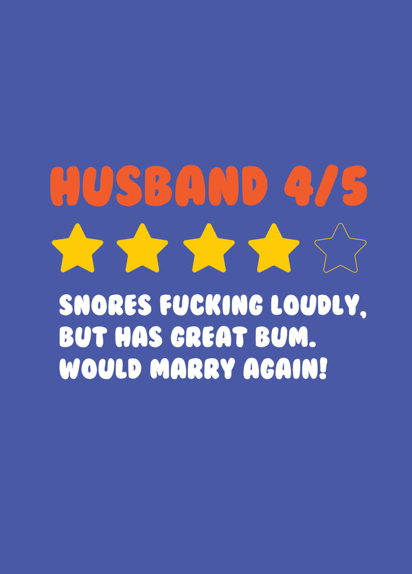 Four Star Husband Anniversary Card