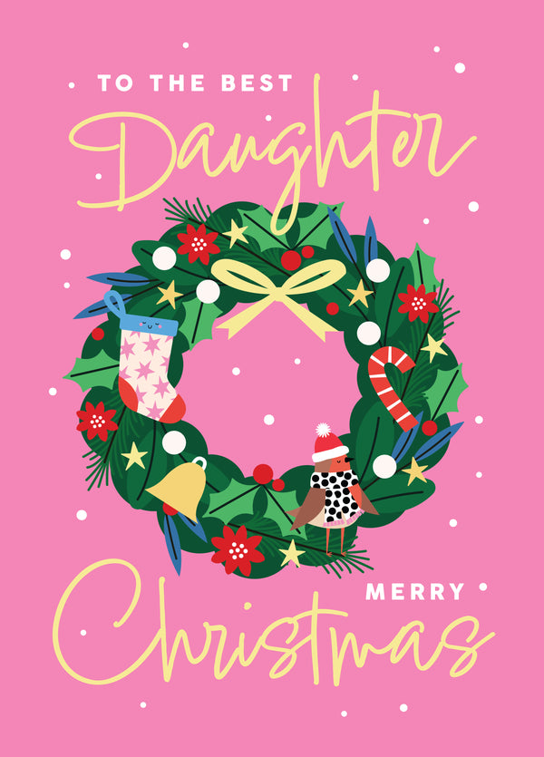 Best Daughter Christmas Wreath Card