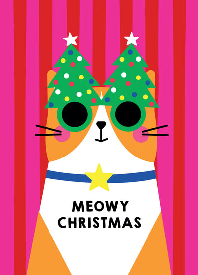 Stripy Meowy Christmas Card