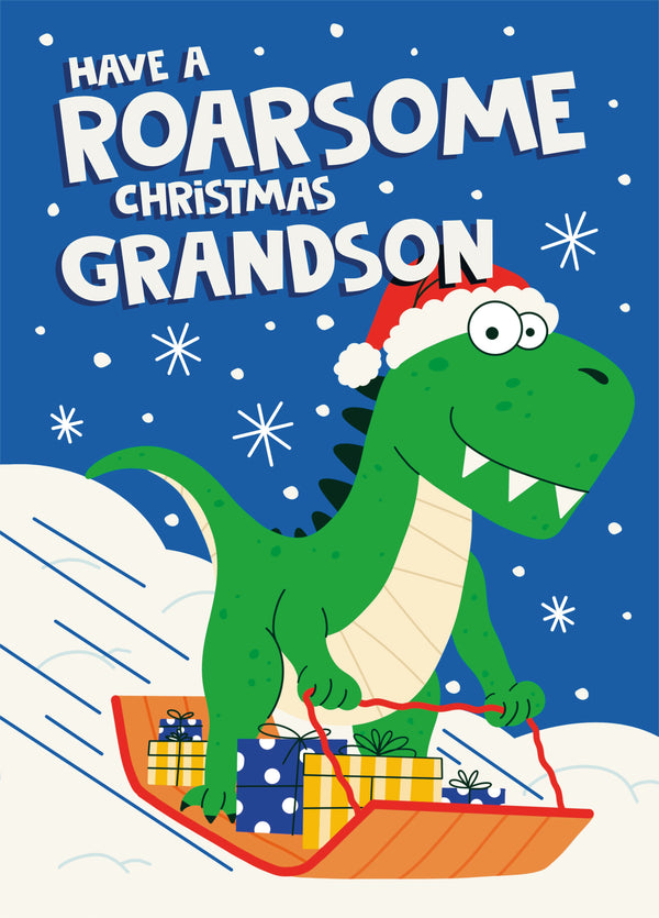 Grandson Roarsome Christmas Card