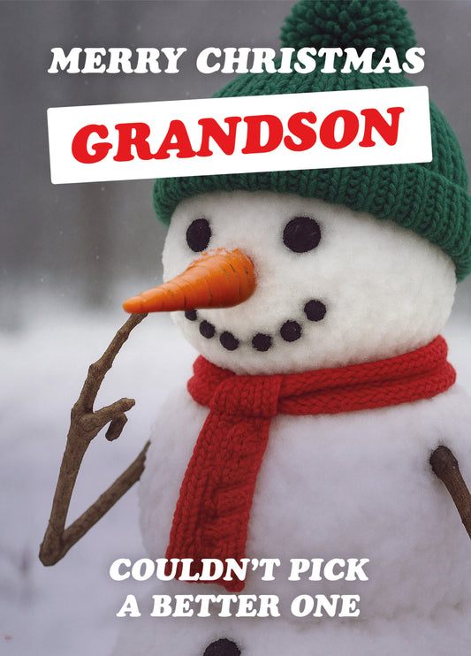 Grandson Couldn't Pick Snowman Christmas Card