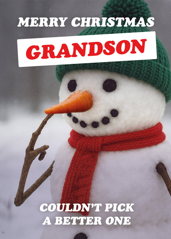 Grandson Couldn't Pick Snowman Christmas Card