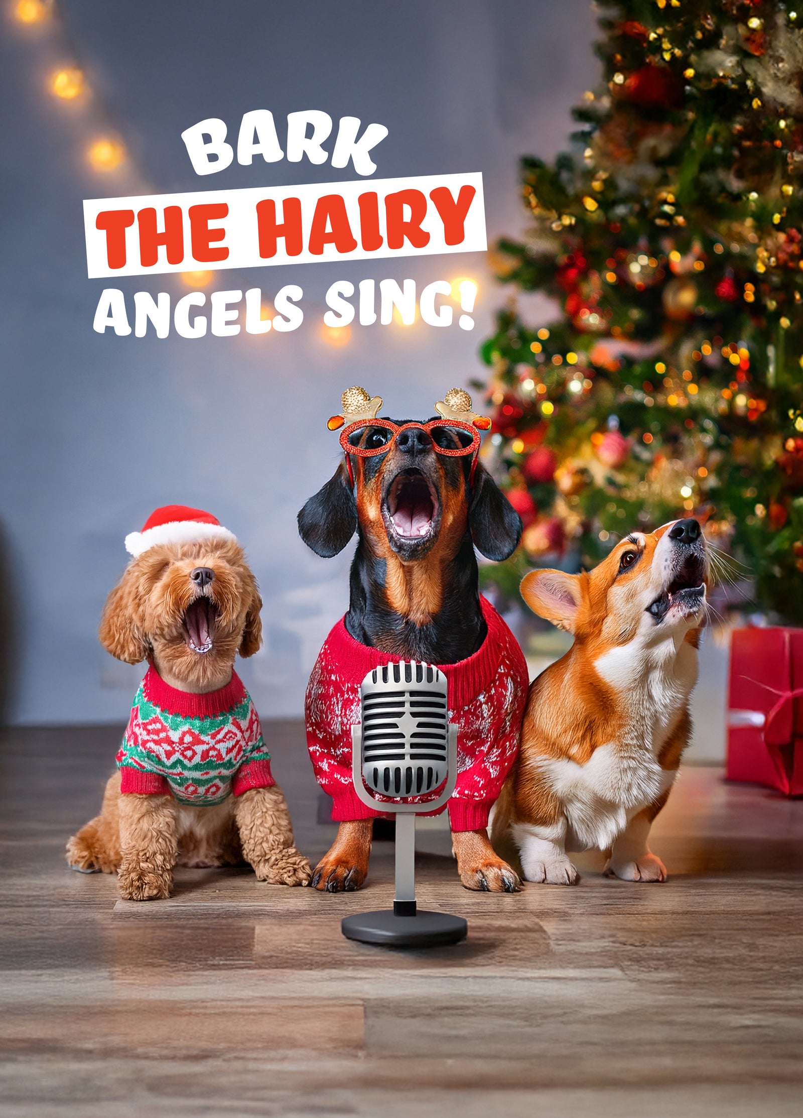 Bark The Hairy Angels Sing Christmas Card