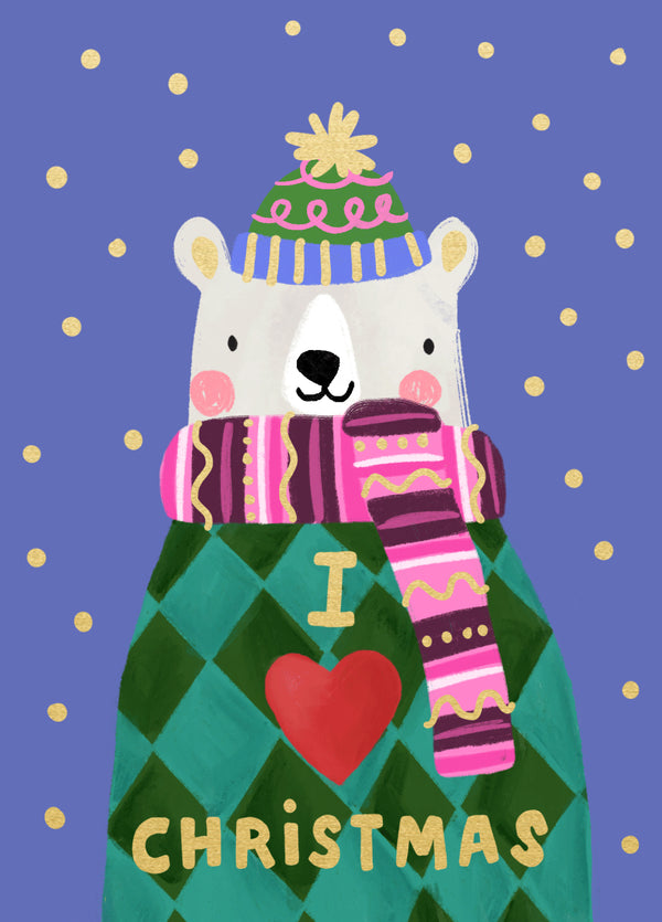I Love Christmas Polar Bear Card