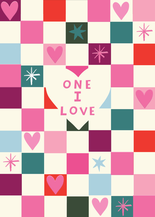 One I Love Hearts & Sparkles Christmas Card