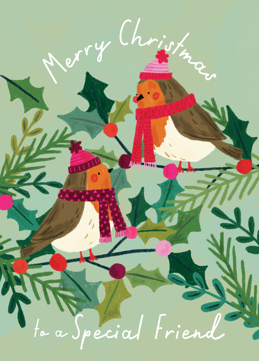 Special Friend Robins Christmas Card