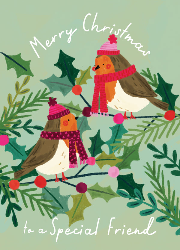 Special Friend Robins Christmas Card