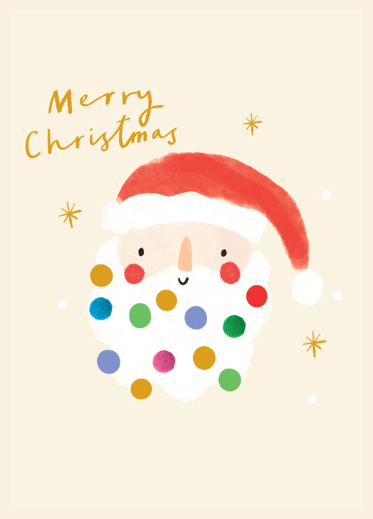 Pom Pom Santa Christmas Card