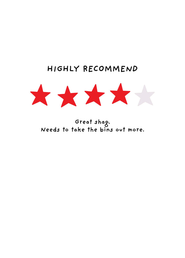 Highly Recommend Valentine's Card