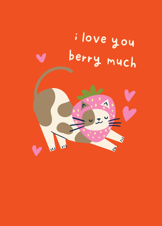 Strawberry Cat Valentine's Card