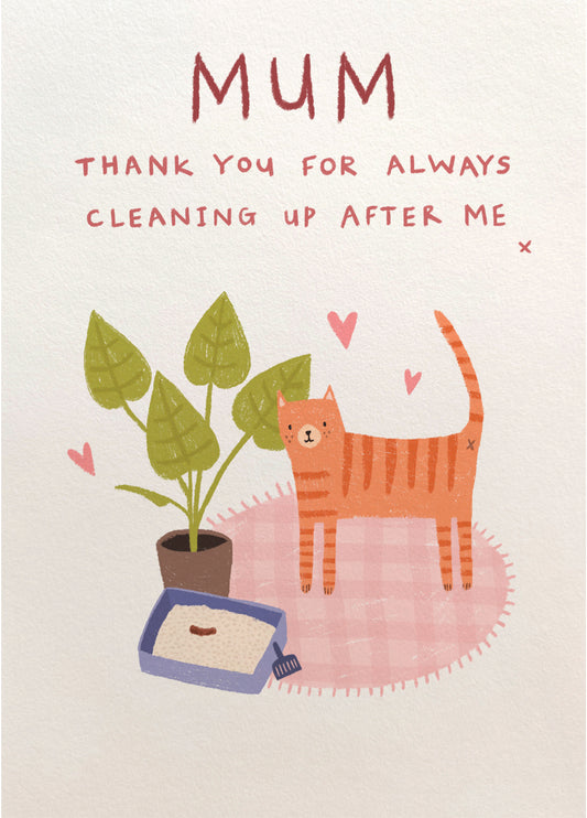 Cat Mum Cleaning Up Mother's Day Card