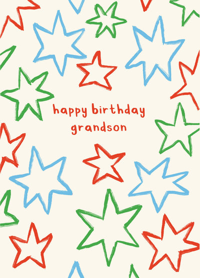 Grandson Stars Birthday Card