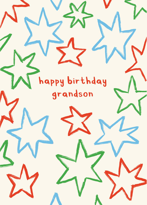 Grandson Stars Birthday Card
