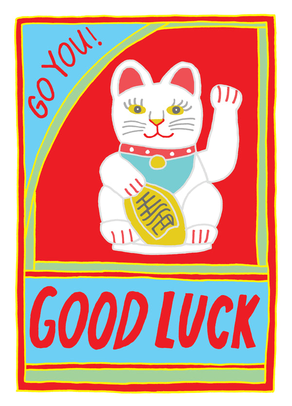 Chinese Cat Good Luck Card